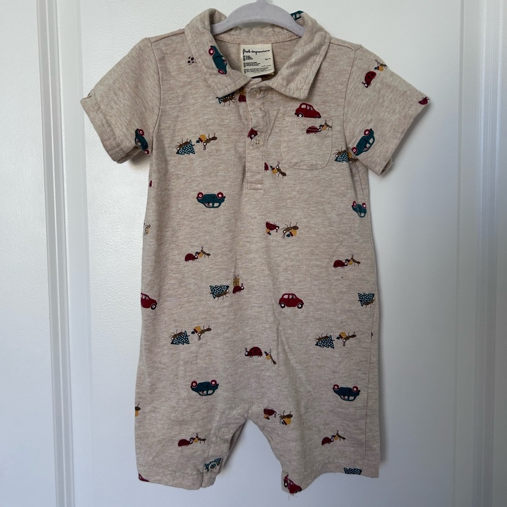 First Impressions Beige Bodysuit with Colorful Prints